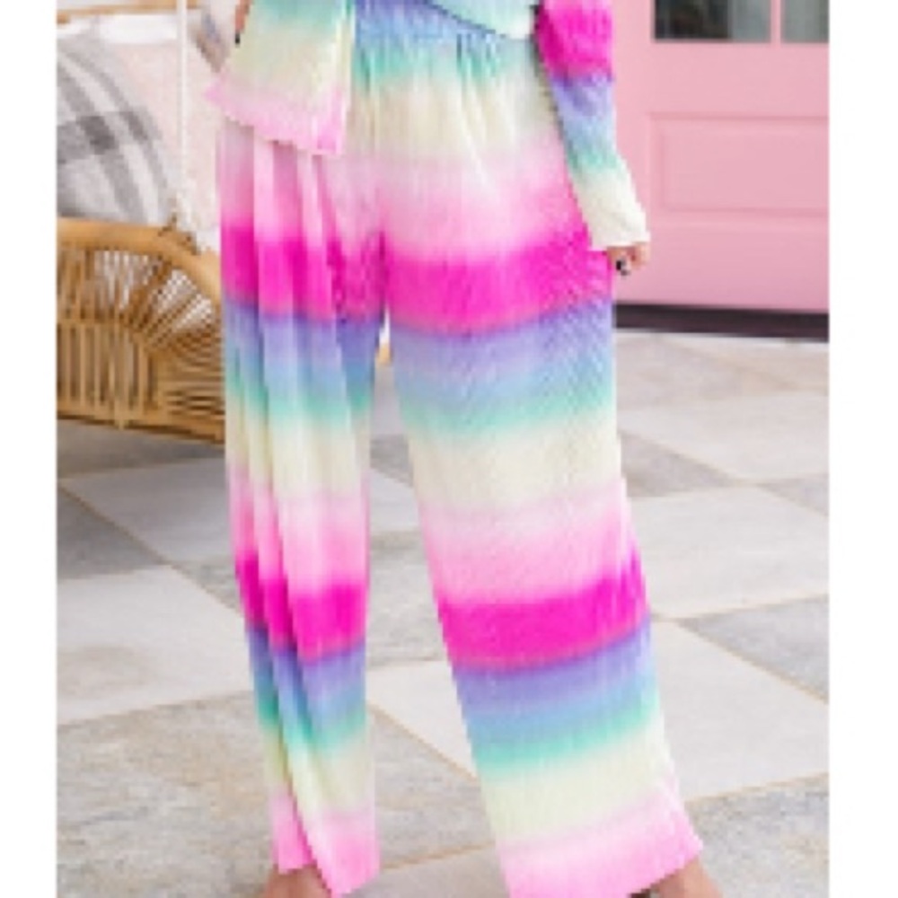 Easel ombre pleated 3X Wide Leg lounge Pants